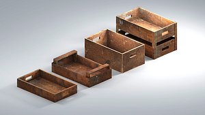 3D Retro Wooden Box