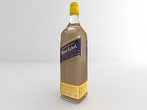 3d model of bottle blue label
