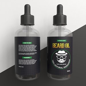 3D Beard Oil Bottle with label model