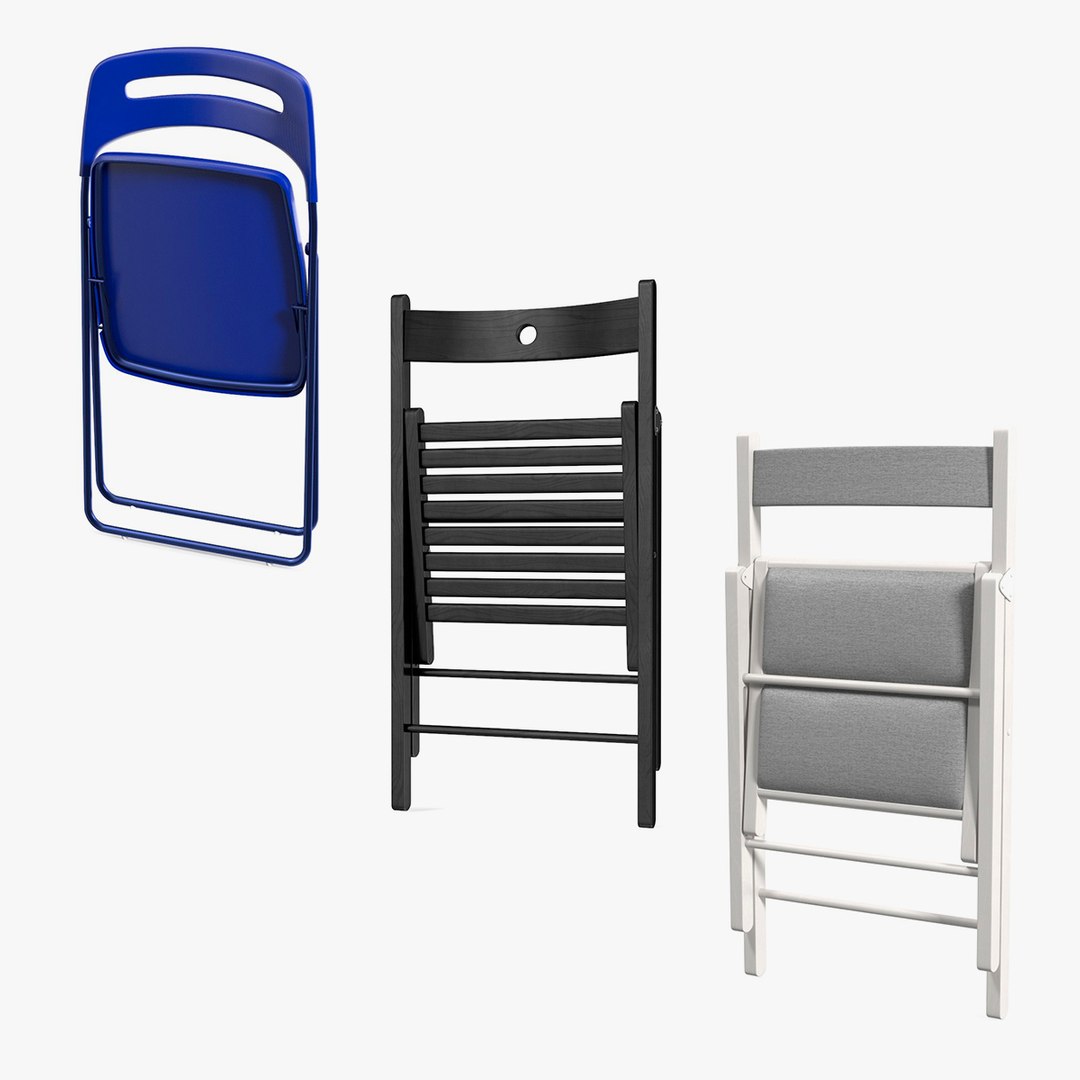 Folding Chairs Closed Collection 2 3D model preview