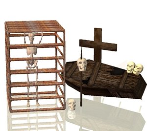 3d model skeleton cage skull
