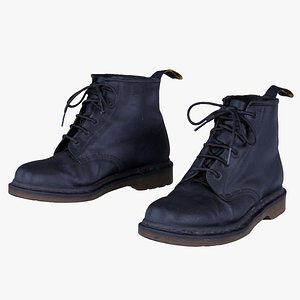 3D model Black Leather Boots Remastered