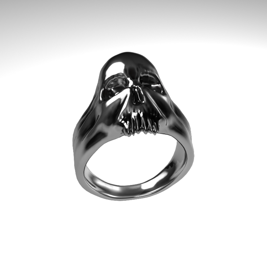 3d model silver skull ring
