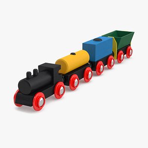 3D Toy Wooden Train Set