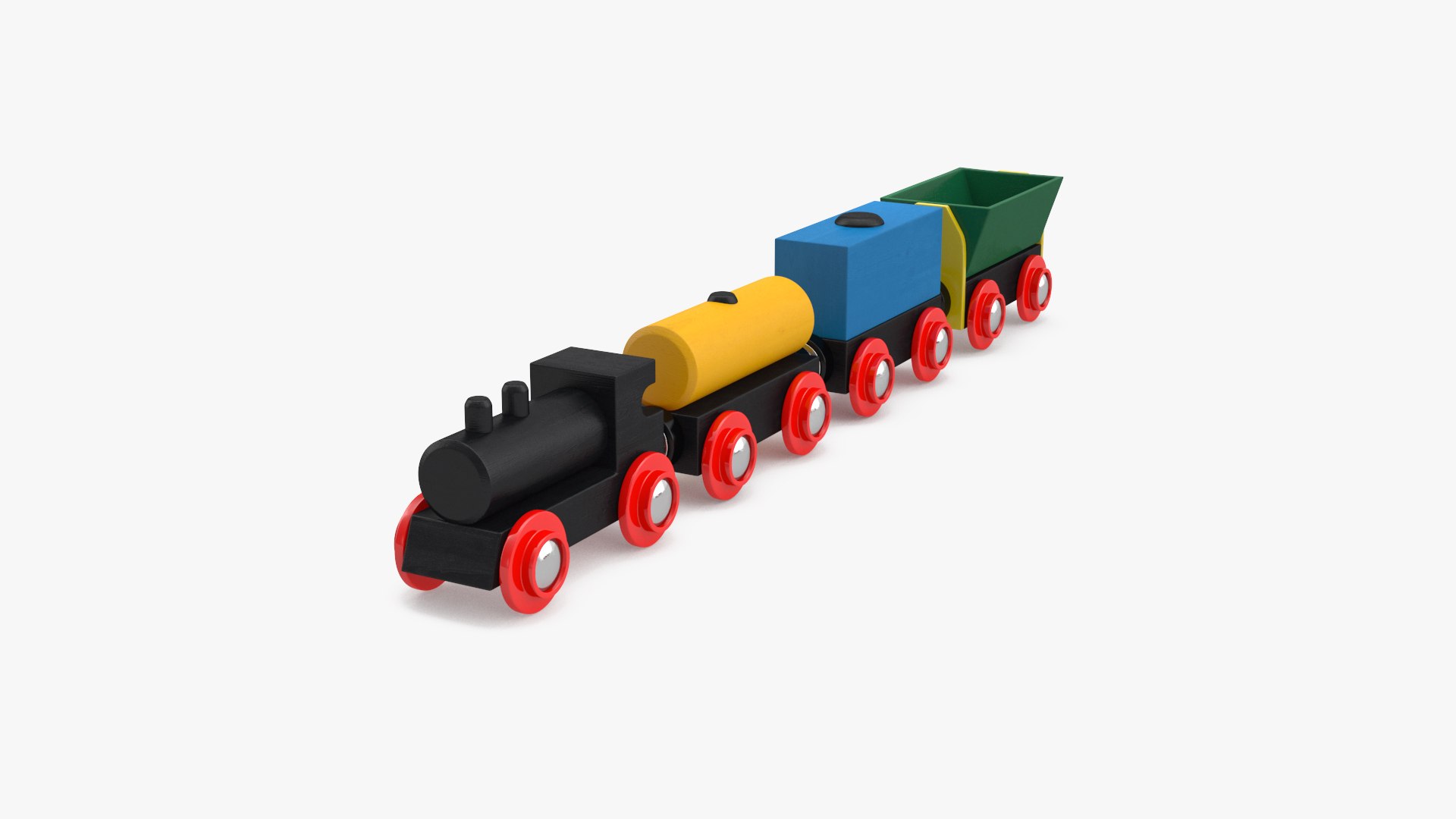 Toy Wooden Train Set 3D model preview