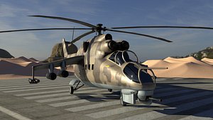 3D model mi-24 hind attack helicopter