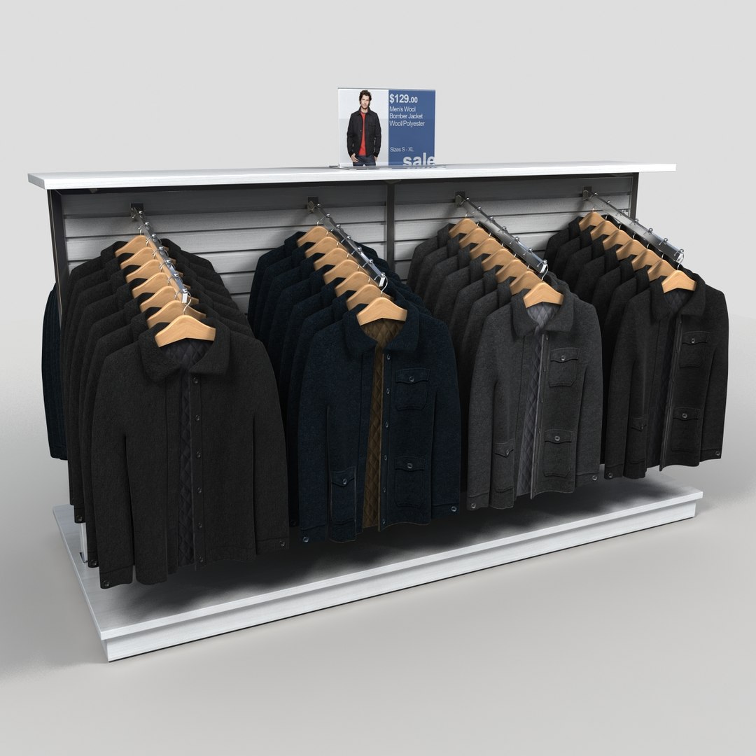 Clothing Rack Mens Coats 3d Model