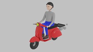 3D Character delivery man on a moped model