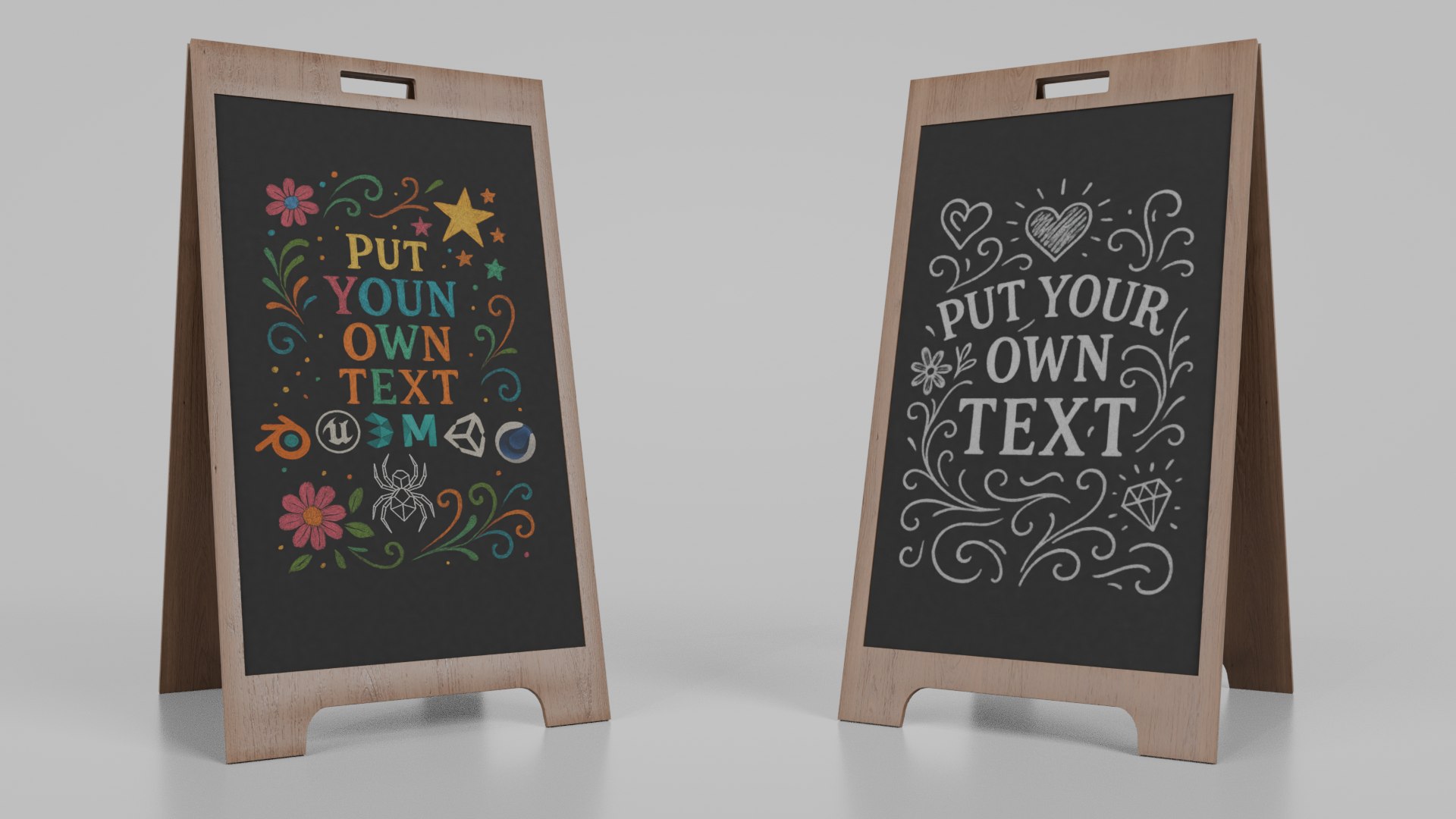 Customizable Restaurant &amp; Café Chalkboard Signs 3D model https://p.turbosquid.com/ts-thumb/xU/gz4ypi/Af/c6/png/1747223350/1920x1080/fit_q87/7a150a963f158a1cf32ec28a175bdde8690a3148/c6.jpg