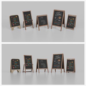 Customizable Restaurant &amp; Caf&eacute; Chalkboard Signs 3D model