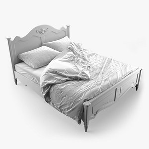 French Provincial Bed with Realistic Bedding and Pillows
