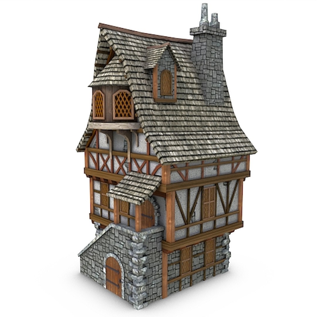 3d Obj Medieval Townhouse Buildings Town