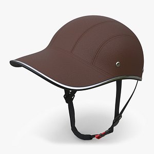 3D model Brown Leather Protective Moped Helmet