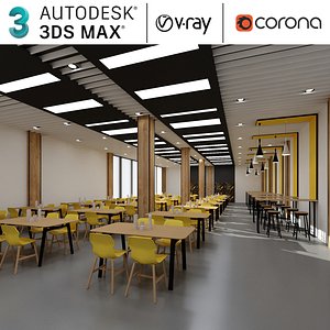 3D restaurant cafeteria model