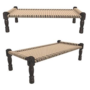 3D model bench woven indian charpoy