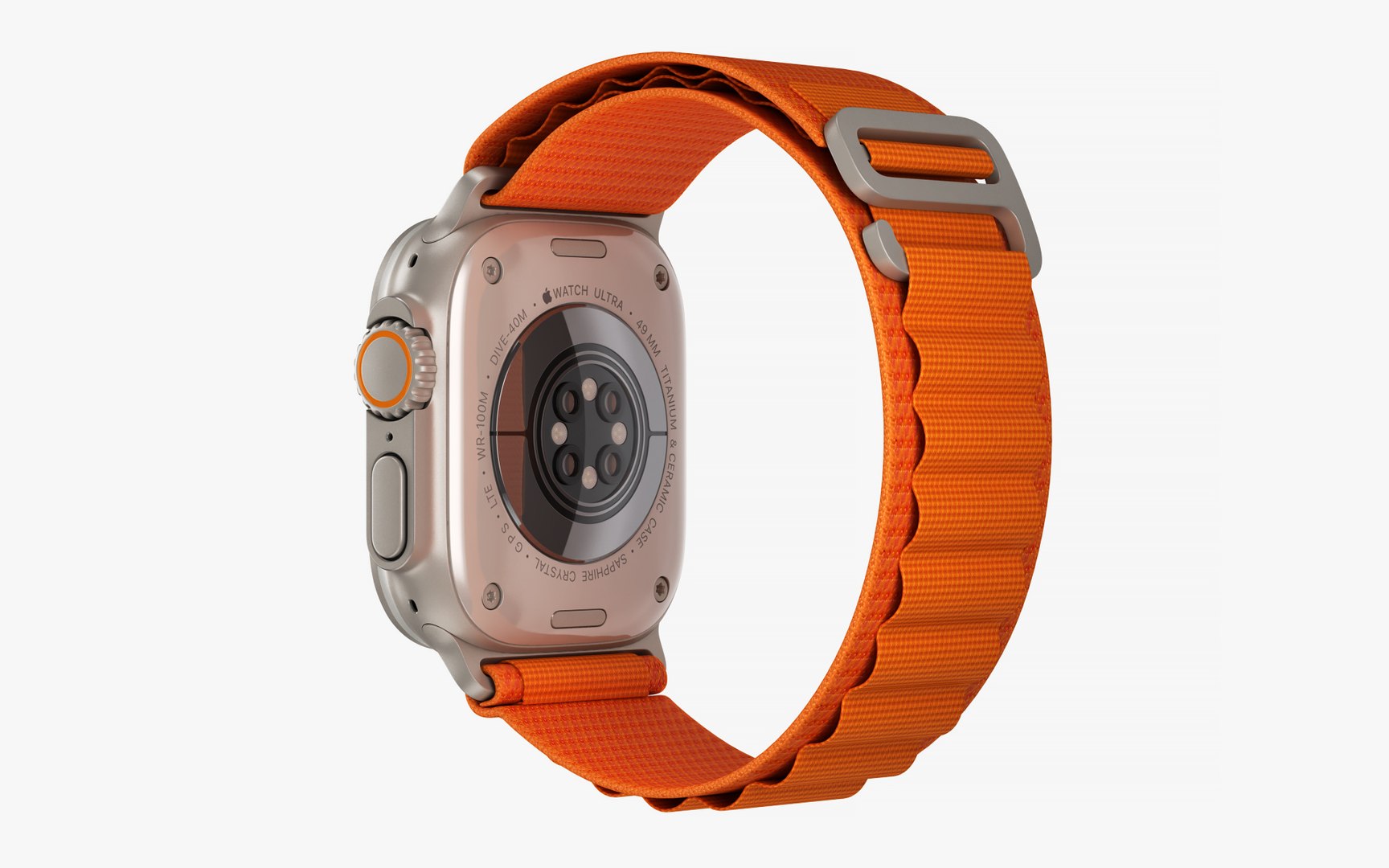 Apple Watch Ultra With Orange Alpine Loop 3D Model TurboSquid 1971902