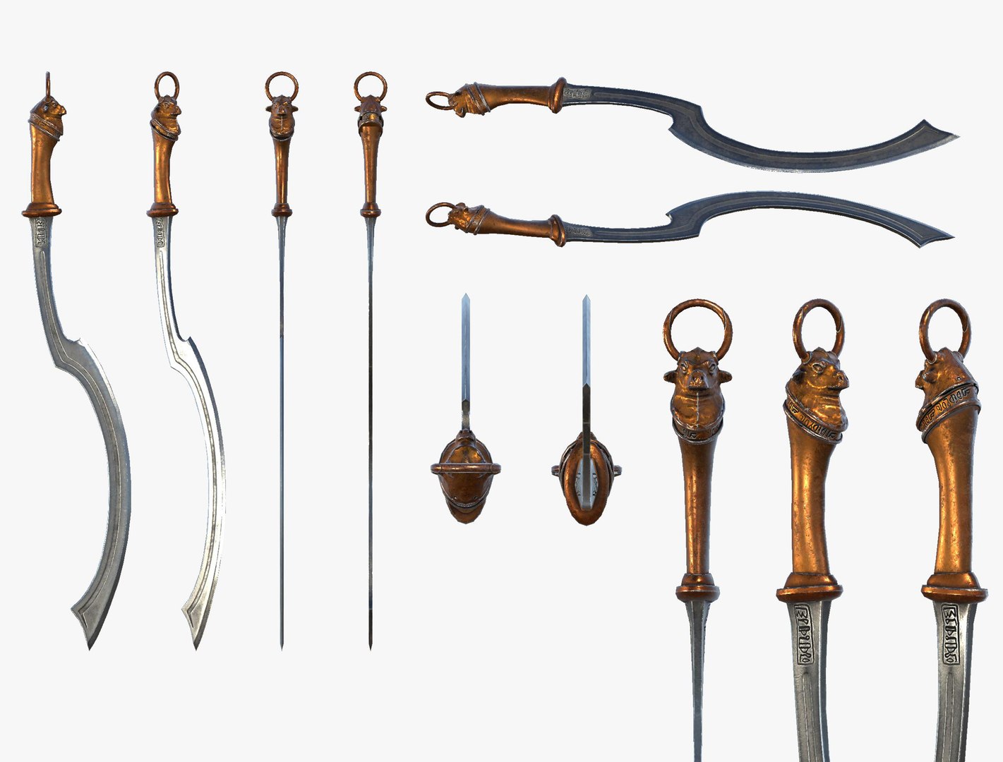 Fantasy Sword RPG Cannanite Khopesh Sickle Sword Curved Blade Kopesh 3D ...