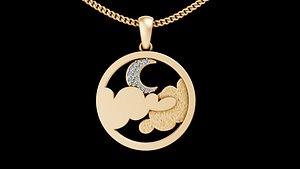 3D Moon cloud pendant