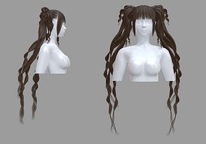 Stylized Ponytails Hairstyle 3D