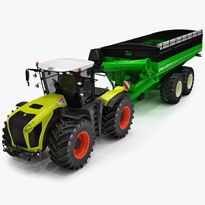 Claas Xerion 5000 and Brent 1596 Dual Auger Grain Cart