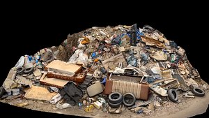 3D trash pile mixed trash front part photogrammetry model