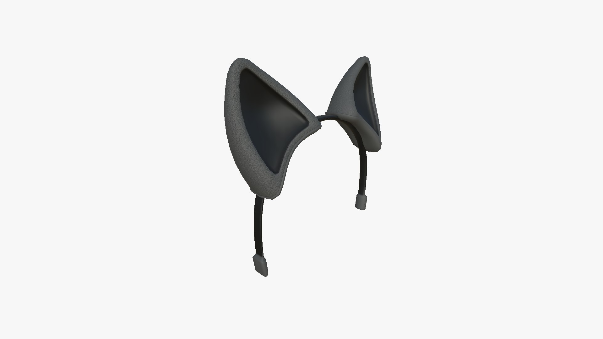 3D Furry Ears Tiara B09 Full Black - Headband Character Design ...