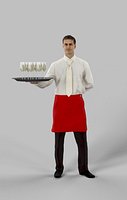 Man Waiter Barman Holding A Tray Of Champagne Glasses Romance