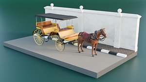Carriage - Dokar Andong Delman Lowpoly Isometric