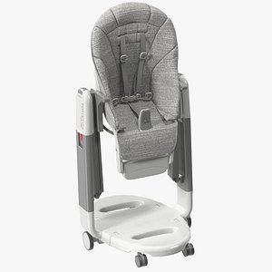 3D High Chair Peg Perego Horizontal Grey Rigged for Cinema 4D model