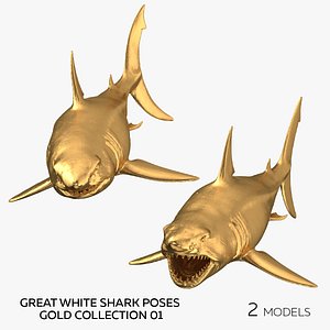 Great White Shark Poses Gold Collection 01 - 2 models