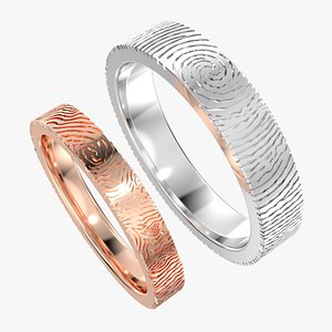 3D Wedding Set Rings Finger Print Styles CAD Design For Men And Women- CC125MW model