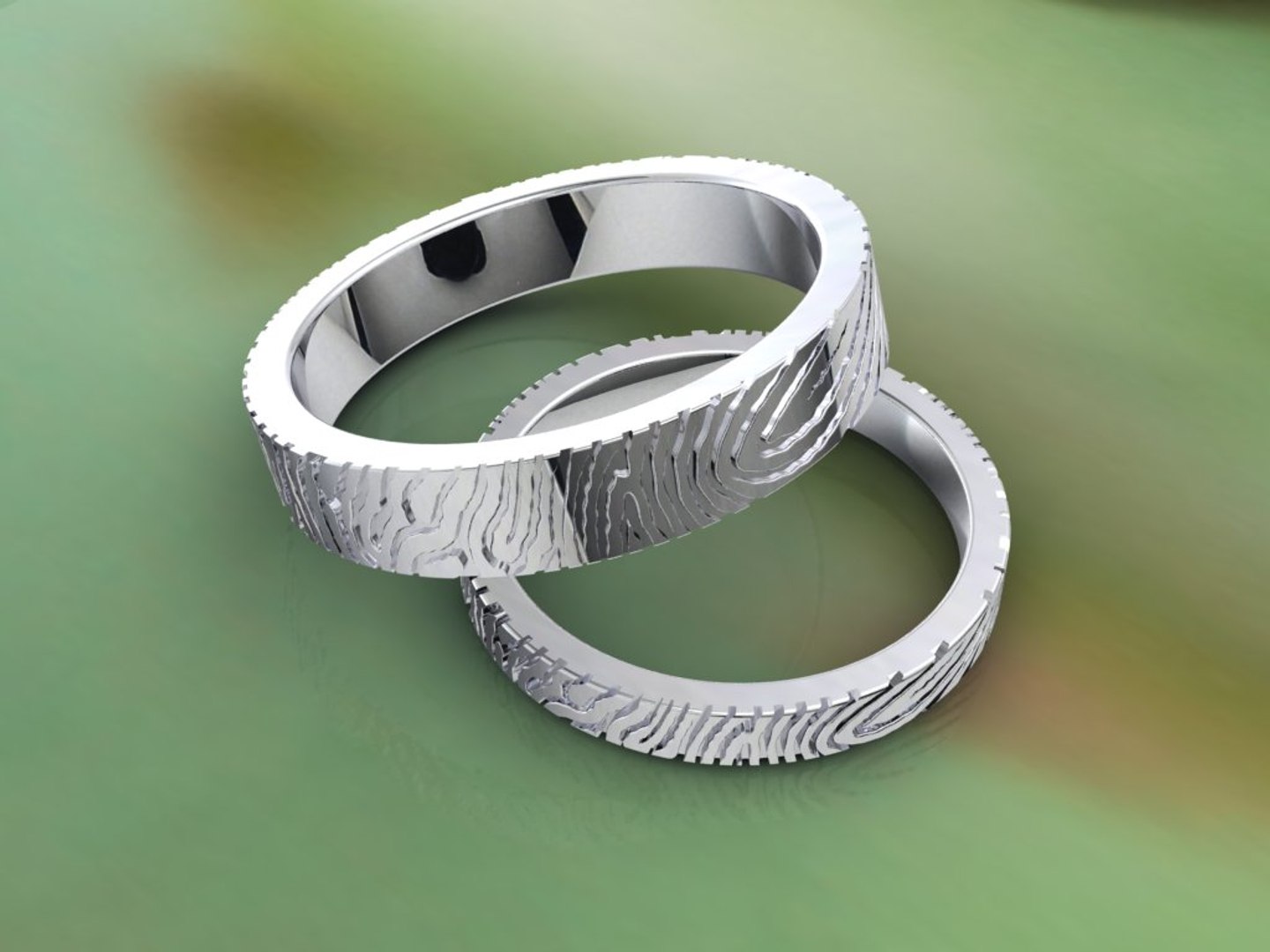 3D Wedding Set Rings Finger Print Styles CAD Design For Men And Women ...