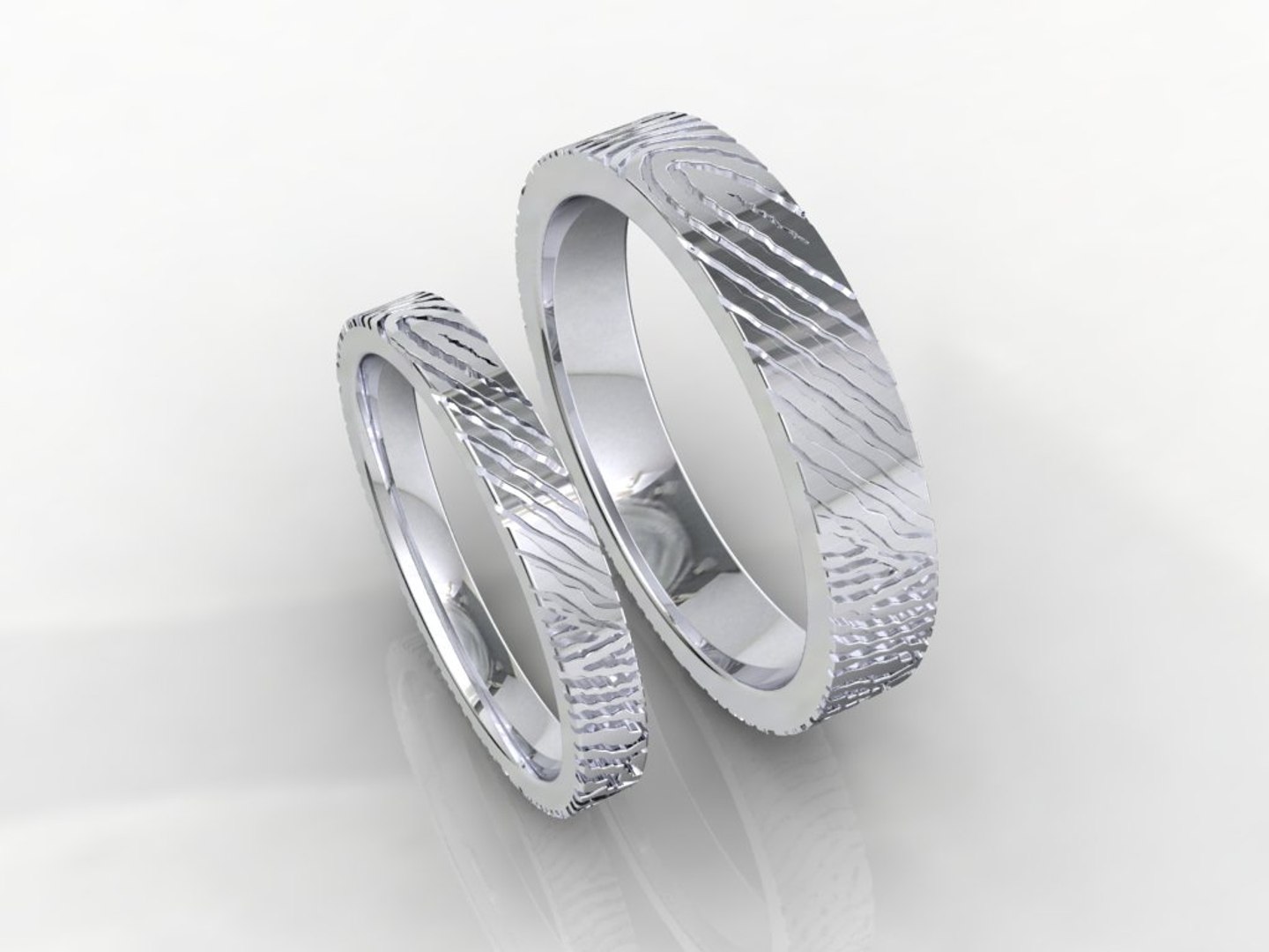 3D Wedding Set Rings Finger Print Styles CAD Design For Men And Women ...