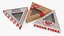 Conjunto de cajas de embalaje de pizza triangulares con ventana