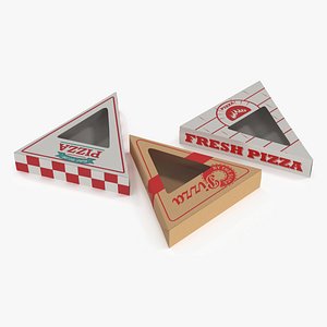 3D Set of Triangle Pizza Packaging Boxes with Window model