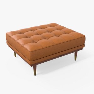 3D Jens tufted cocktail Ottoman leather finish model