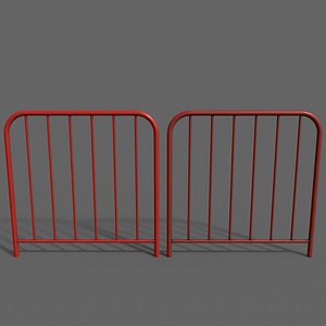 3D PBR Pedestrian Guard Rail Red V2