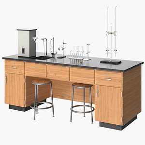 realistic laboratory equipment desk model