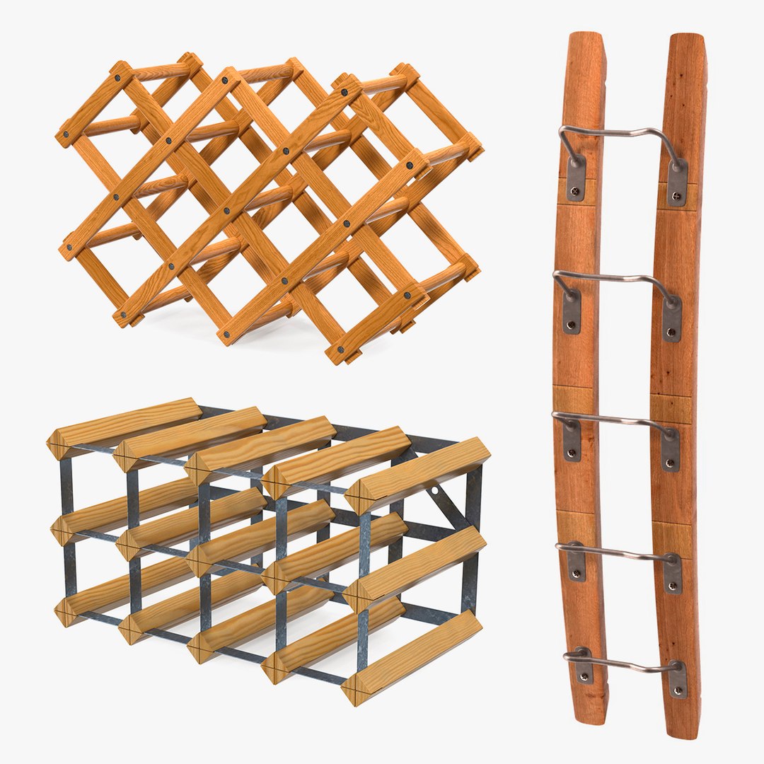 Wooden Wine Racks Collection 2 3D model preview