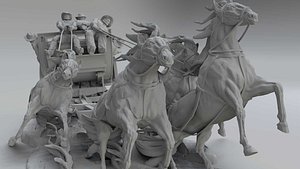 3D cowboys horses model