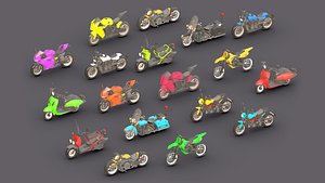 Motorbikes Pack Low-poly 3D model