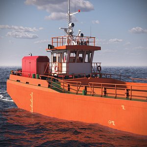 Industrial Split Barge Empty State Orange Rigged for Maya