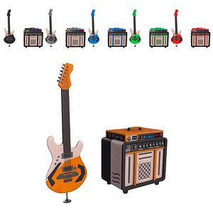 Electronic Guitar and Amplifier 3D