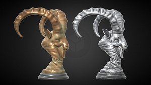 3D Goat bust metal statue model