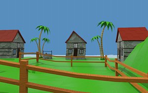 Cartoon house island