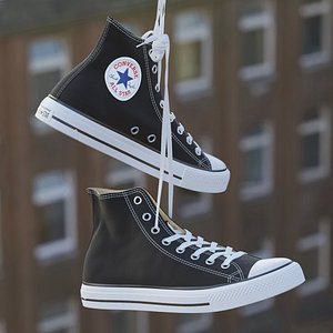 Converse All Star Black Sneakers Suspended by Laces