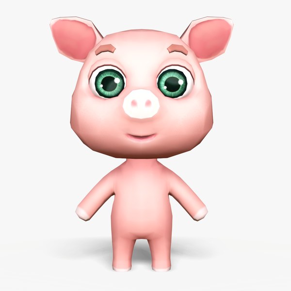 cute cartoon pig mobile 3D model