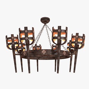 Classic Medieval Rustic Iron Chandelier
