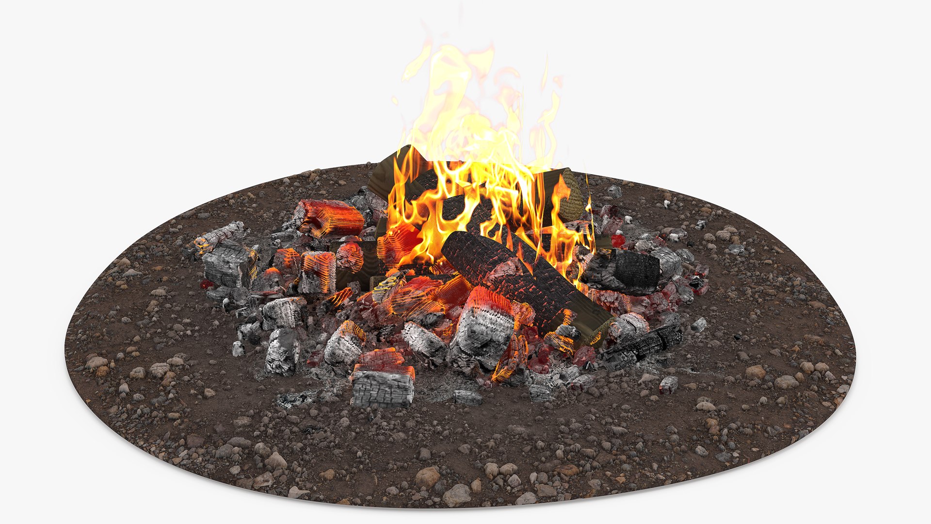 3D Bonfire Burning With Fire Ashes - TurboSquid 1935004