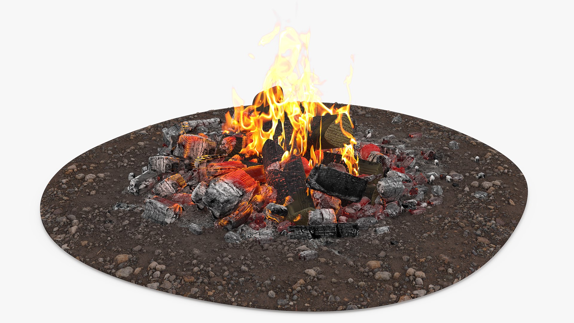 3D Bonfire Burning with Fire Ashes - TurboSquid 1935004